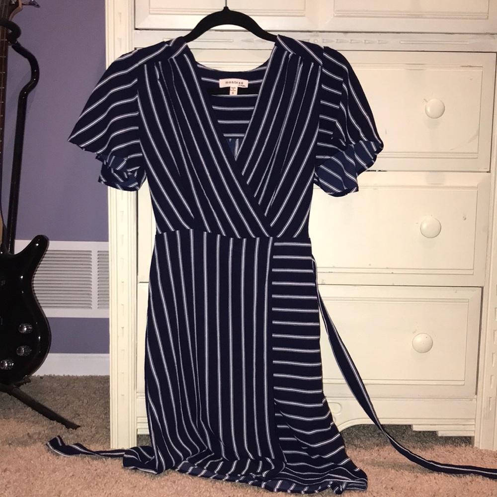 New, never worn, Monteau navy striped Dress